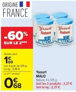 Carrefour Market MALO Yaourt Nature offre
