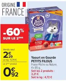 Carrefour Market Petits Filous Yaourt en Gourde offre