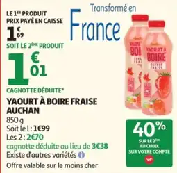 Auchan Yaourt à boire fraise Auchan offre