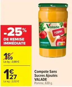 Carrefour Market Valade Compote Sans Sucres Ajoutés offre
