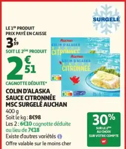 Auchan Auchan colin d'alaska sauce citronnée offre