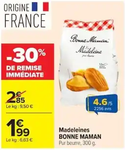 Carrefour Market BONNE MAMAN Madeleines offre