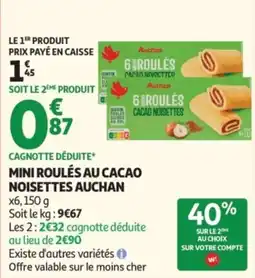 Auchan Auchan Mini Roulés au Cacao Noisettes offre