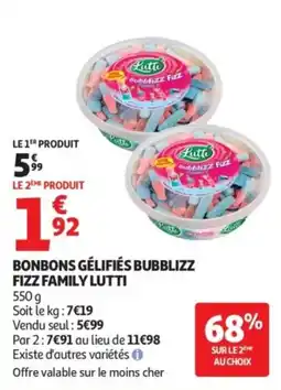 Auchan LUTTI Bonbons géifiés Bubblizz Fizz Family offre