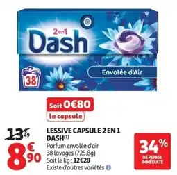 Auchan Dash Lessive capsule 2 en 1 offre