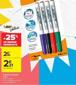Carrefour Market BIC Velleda 4 feutres effaçable à sec offre