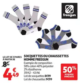 Auchan FREEGUN Socquettes ou chaussettes homme offre