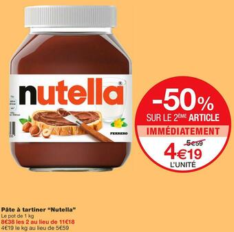 Monoprix Nutella pâte à tartiner offre
