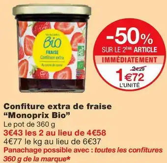 Monoprix Monoprix bio confiture extra de fraise offre