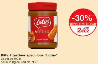 Monoprix Lotus pâte à tartiner speculoos offre