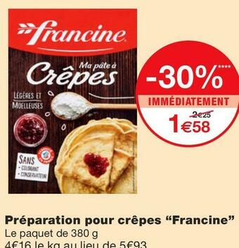 Monoprix Francine préparation pour crêpes offre