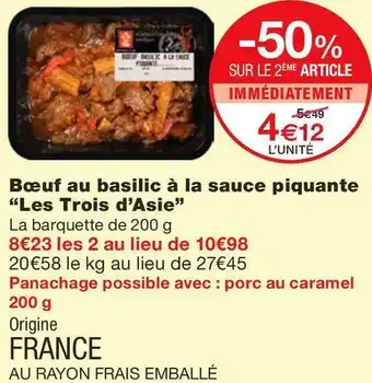 Monoprix Les trois d’asie bœuf au basilic à la sauce piquante offre
