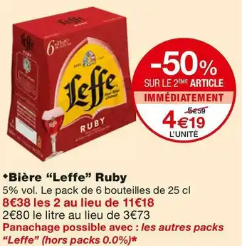 Monoprix Leffe bière ruby offre