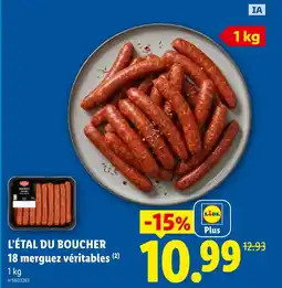 Lidl L'étal du boucher 18 merguez véritables offre