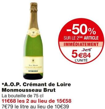 Monmousseau a.o.p. crémant de loire brut