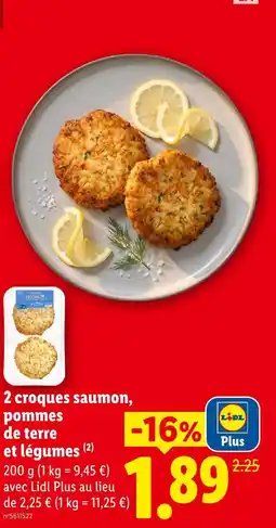 Lidl 2 croques saumon, pommes de terre et légumes offre