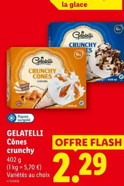 Lidl Gelatelli cônes crunchy caramel offre