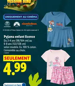 Lidl Pyjama enfant licence offre