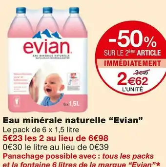 Monoprix Evian eau minérale naturelle offre