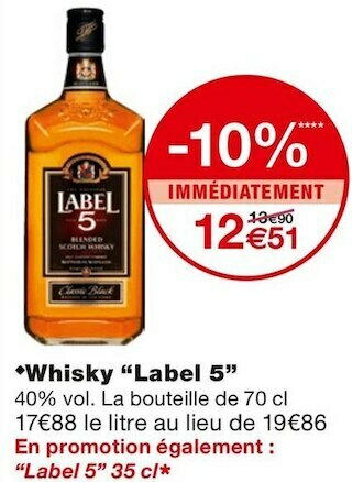 Monoprix Label 5 whisky offre