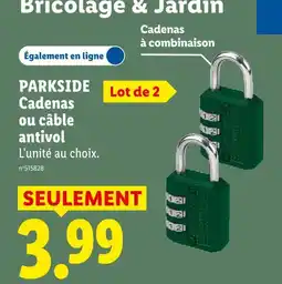 Lidl Parkside cadenas ou câble antivol offre