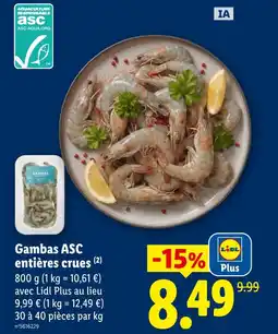 Lidl Gambas asc entières crues offre