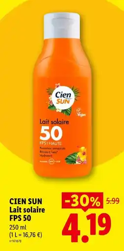 Lidl Cien sun lait solaire fps 50 offre