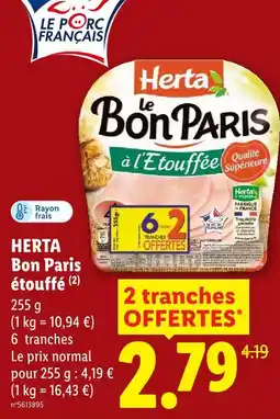 Lidl Herta bon paris étouffé offre