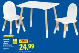 Lidl Livarno table et chaises pour enfants offre