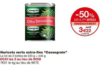 Monoprix Cassegrain haricots verts extra-fins offre