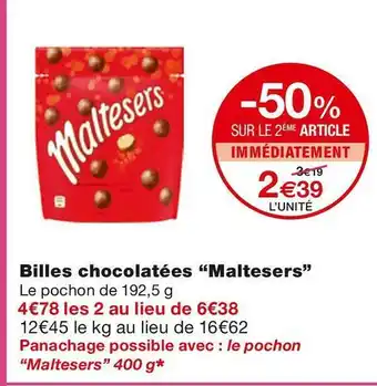 Monoprix Maltesers billes chocolatées offre