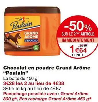 Monoprix Poulain chocolat en poudre grand arôme offre