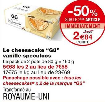 Monoprix Gü le cheesecake vanille speculoos offre