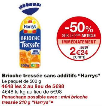 Monoprix Harrys brioche tressée sans additifs offre