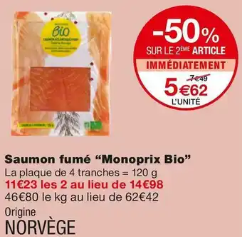 Monoprix Monoprix bio saumon fumé offre