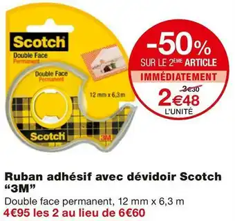 Monoprix 3m ruban adhésif avec dévidoir scotch offre