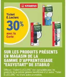 E.Leclerc STABILO Sur les produits présents en magasin de la gamme d'apprentissage "easystart" offre