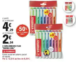 E.Leclerc STABILO 8 surligneurs fluo "swing cool" offre