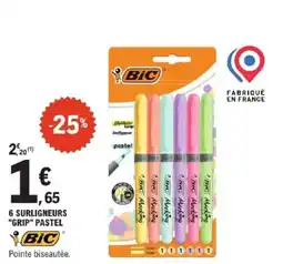 E.Leclerc BIC 6 surligneurs "grip" pastel offre