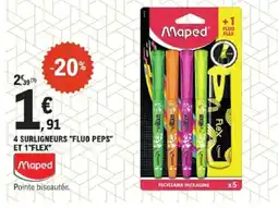 E.Leclerc MAPED 4 surligneurs "fluo peps" et 1"flex" offre