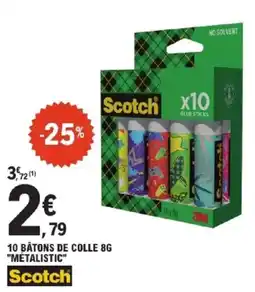 E.Leclerc SCOTCH 10 bâtons de colle 8g "métalistic" offre