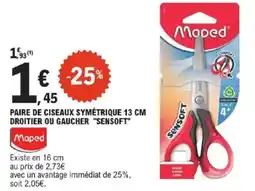 E.Leclerc MAPED Paire de ciseaux symétrique droitier ou gaucher "sensoft" offre