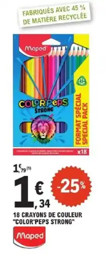 E.Leclerc MAPED 18 crayons de couleur "color'peps strong" offre