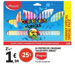 E.Leclerc MAPES 24 feutres de coloriage "color'peps jungle" offre