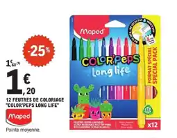 E.Leclerc MAPED 12 feutres de coloriage "color'peps long life" offre