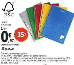 E.Leclerc ESQUISSE Cahier à spirales offre