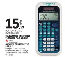 E.Leclerc Calculatrice scientifique ti-collège plus solaire offre
