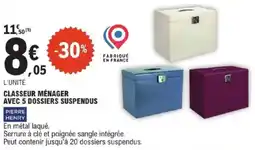 E.Leclerc Classeur ménager avec 5 dossiers suspendus offre