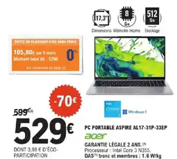 E.Leclerc ACER Pc portable aspire al17-31p-33ep offre