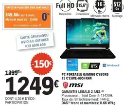 E.Leclerc MSI Pc portable gaming cyborg 15 c13we-095frnn offre
